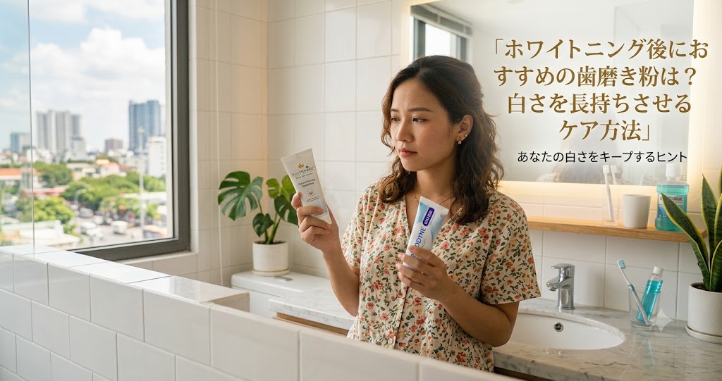 ホーチミンでホワイトニング後におすすめの歯磨き粉はなにがいいのか悩む女性